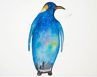 penguin wall decal,Christmas decor,Arctic animal,penguin sticker,penguin art,bird sticker,bird wall decal,christmas sticker,christmas decor
