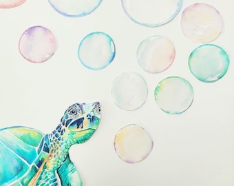 Wandtattoo Seifenblase, Seifenblasen-Aufkleber, Seifenblasen-Aufkleber, Seifenblasen-Aufkleber, Meer, Regenbogen, Meer, Sterne