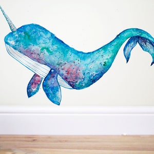narwhal wall decal,unicorn whale,whale wall decal,whale sticker,narwhal sticker,narwhal decor,narwhal art, narwhal,whale,nursery decor, art