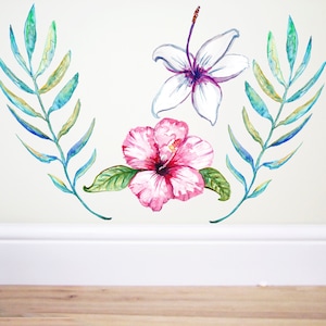 Tropical flowers,tropical wall decals,flower wall sticker,tropical decor,flower sticker,floral stickers,floral wall decals,nursery decor,art