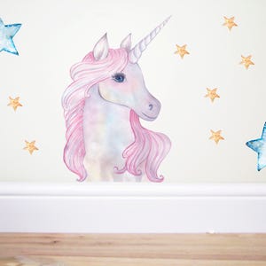 Pink Unicorn wall decal,unicorn sticker,horse wall decal,pastel decor,rainbow decor,nursery decor,girls bedroom decor,unicorn,unicorn party
