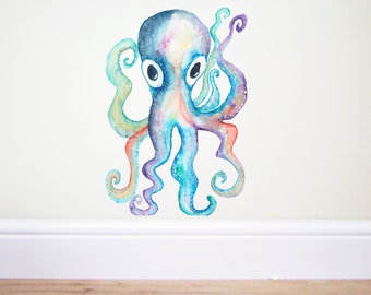 multicolour octopus,rainbow octopus,octopus wall decal, octopus sticker,ocean nursery,nautical wall art,octopus wall art,ocean wall decal,