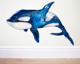 Orca Wal Aufkleber, Wandtattoo Wal, Walfisch, Walfisch , Walfisch Aufkleber, Wal Wandtattoo, Kinderzimmer Dekor, Jungen Schlafzimmer Dekor, Meer Schlafzimmer