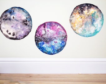 planetas individuales, calcomanía de pared espacial, pegatina espacial, calcomanía de planeta, pegatina de planeta, decoración espacial, arte de pared espacial,