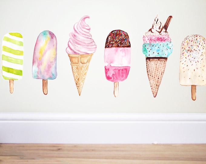 Ice Cream Wall Decalslollies Stickerpastel Decorsweets - Etsy