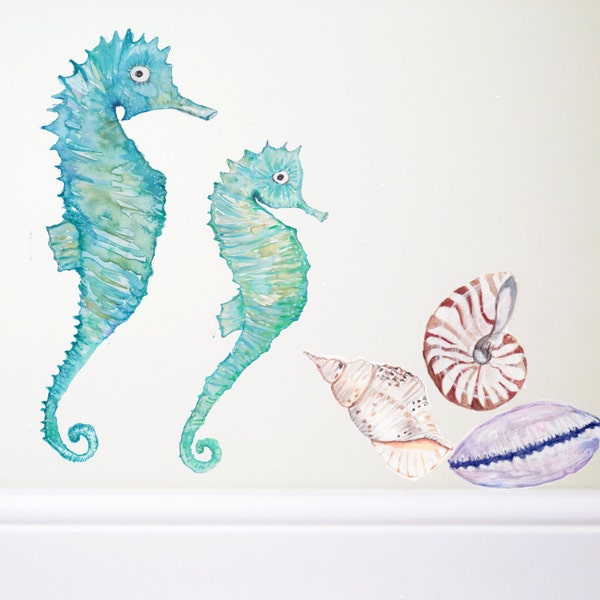 Seahorse wall decal,seahorse sticker,fish wall decal,ocean nursery,mermaid decor,seahorse art,beach decor,kids room,nursery decor,sea art