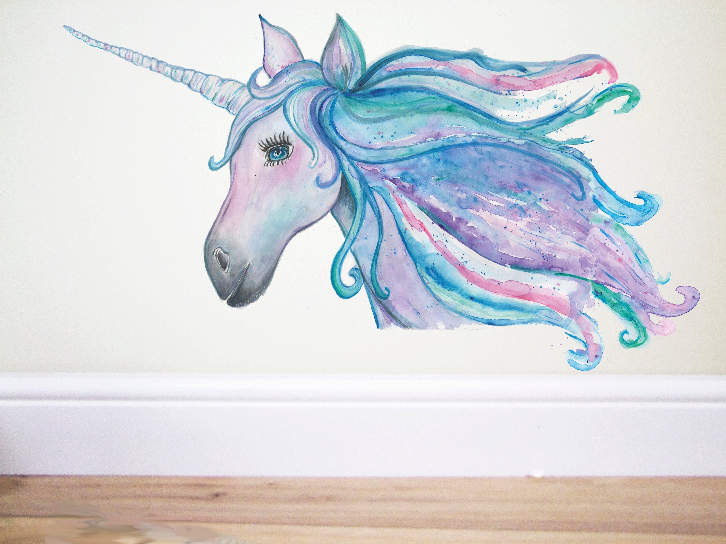 blue green unicorn,unicorn wall decal,unicorn wall sticker,unicorn sticker,unicorn wall decor,unicorn art,wall art,horse sticker,horse art