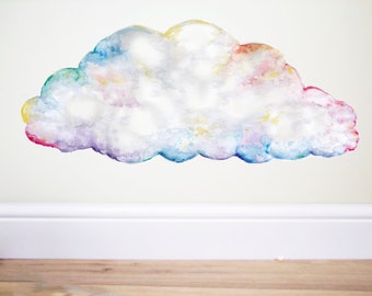 Rainbow cloud wall decal,cloud sticker,rainbow cloud,pastel cloud,cloud wall art,cloud decor,nursery decor,cloud wall art,sky sticker,cloud