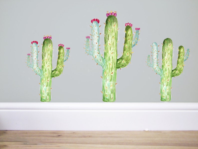Cactus Wall Decal Plant Stickercactus Decalbotanical Etsy UK