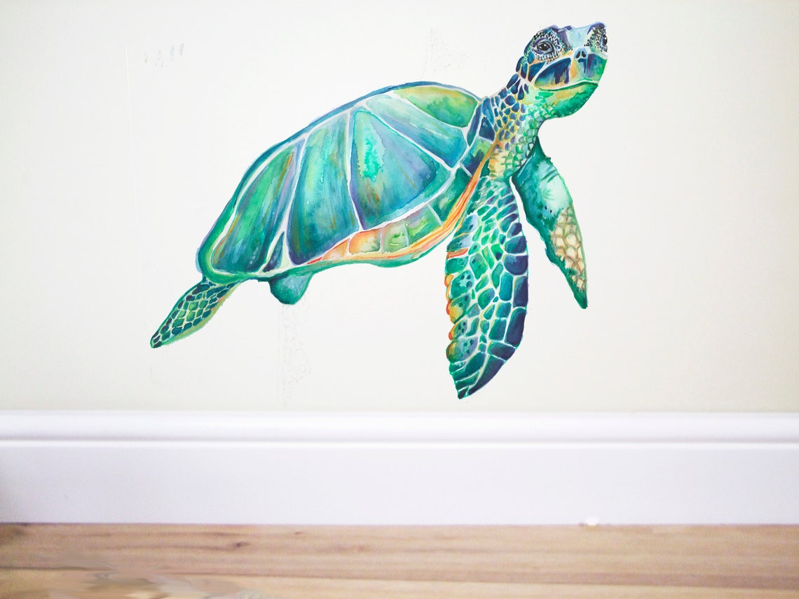 Sea Turtle Wall Decal Turtle Sticker Turtle Decal Turtle Etsy