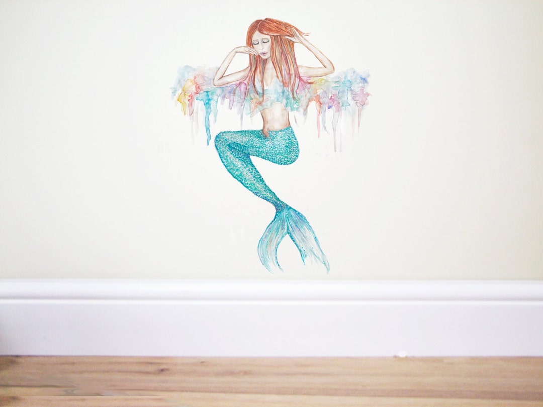 Mermaid Wall Decal,mermaid Sticker,mermaid Art,girls Mermaid Decal