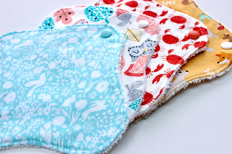 Cloth panty liners made with cotton and bamboo towelling or velour washable CSP image 2