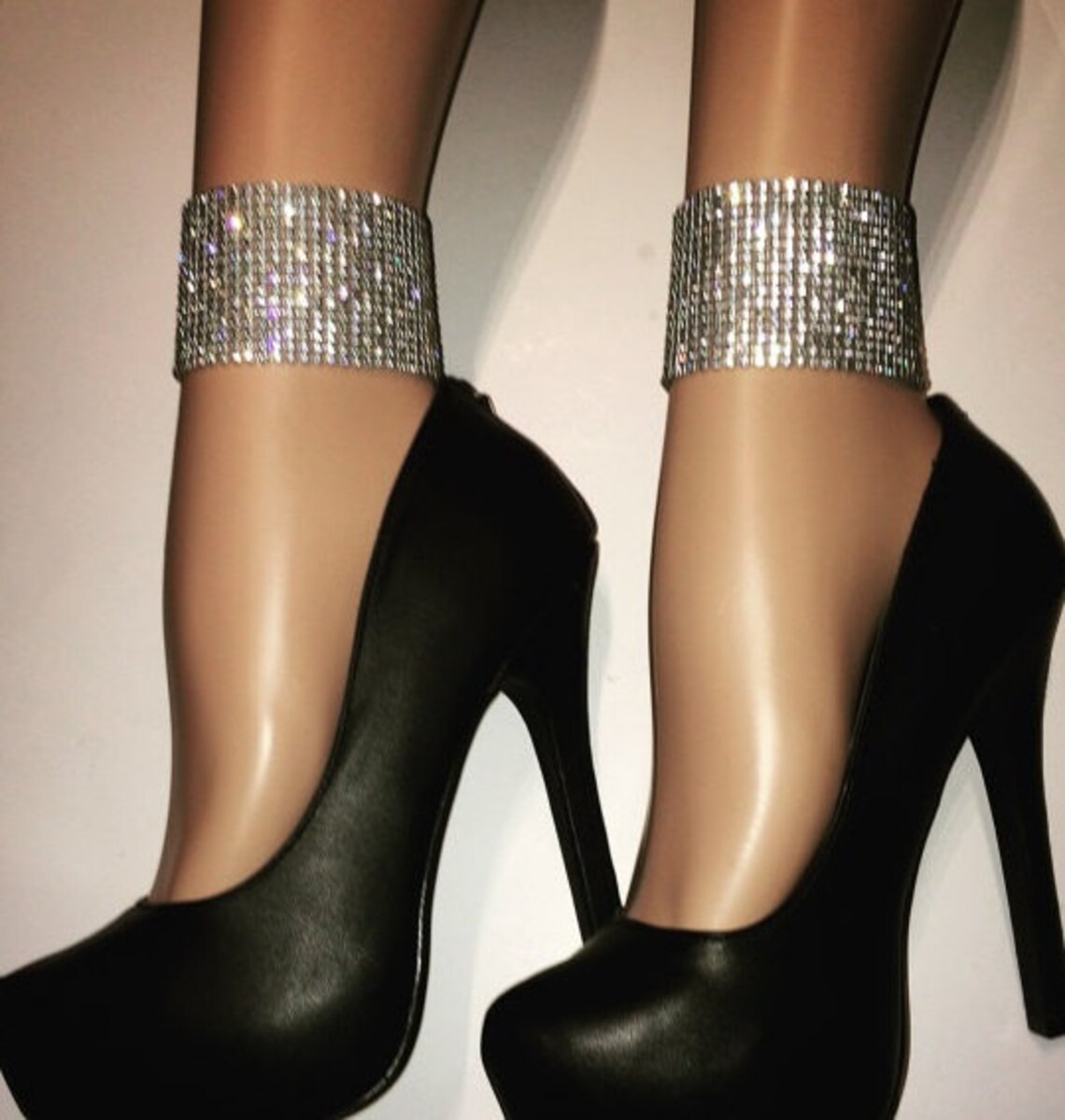 Pair of Rhinestone ankle cuffs/ Anklet Chain or stretch Etsy