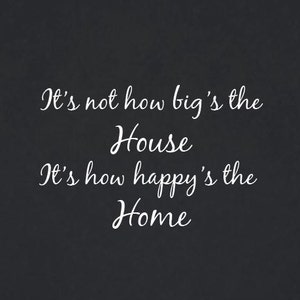 It&#39;s Not How Big&#39;s The House It&#39;s How Happy&#39;s The Home | Quote | Wall Decal | Removable Decor | DIY Sign 2161