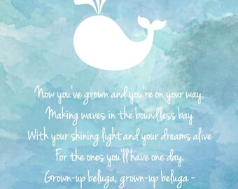 Baby Beluga Lyrics Raffi Whale Printable 8x10 Artwork INSTANT