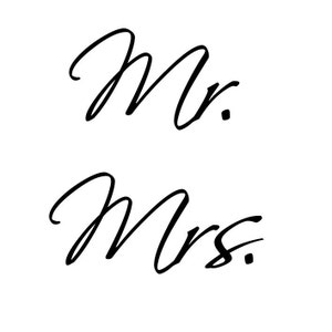Mr. and Mrs. Vinyl Decal For Crafts Wedding Signs Stencils 2125