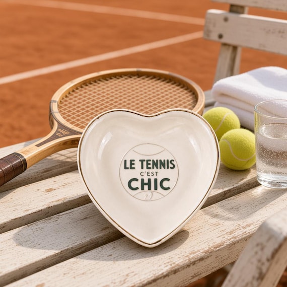 Ceramic Tennis Ring Dish, Tennis Jewelry Trinket Tray, Tennis Gift for Her