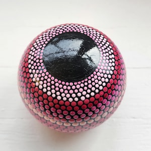 4&quot; Large, Handmade Cement Orb Dotted Paperweight, Mandala Paperweight, Ball Paperweight, Painted Paperweight, Pink Paperweight, Orb Decor