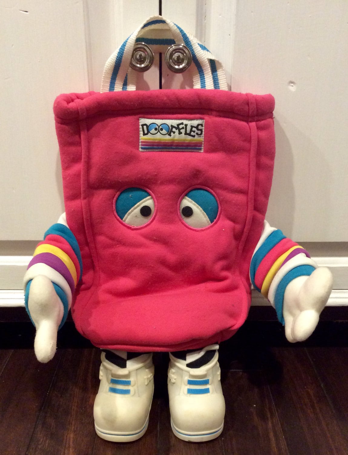 1988 Doofles Bag Plush Hot Pink Bag, Vintage Doofles Tote, Kids