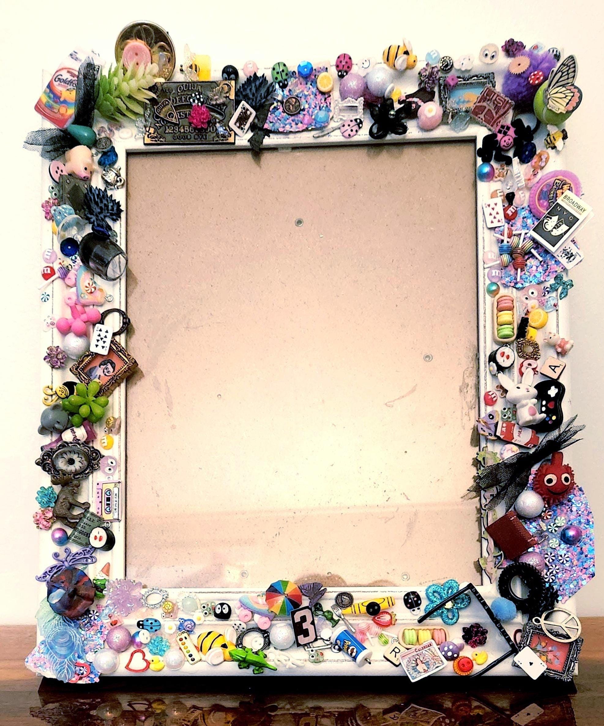 Large Crafted Collage Frame, Decoupage Photo Frame, Decorated Picture Frame, Art Picture Frame, Unique Gifts, Unique Decor, Collage Art