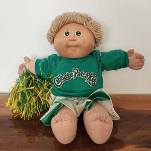 1980s Cabbage Patch Kid Cheerleader Blonde Hair/Green Eyed Girl w/ One Dimple, CPK Doll, Xavier Roberts CPK Doll, Cabbage Patch Kid