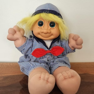 1980/90 Large Russ Berrie Troll Kidz Sailor Plush/Soft Body 12&quot; Doll, Russ Troll, Plush Troll Doll, Large Troll Doll, Vintage Troll Sailor