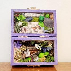 FUNGI Mini World! Handmade Micro Miniature Boxed Diorama, Miniature Diorama, Dioramas, 3 Inch Diorama, Trinket Box Diorama, Collage Art