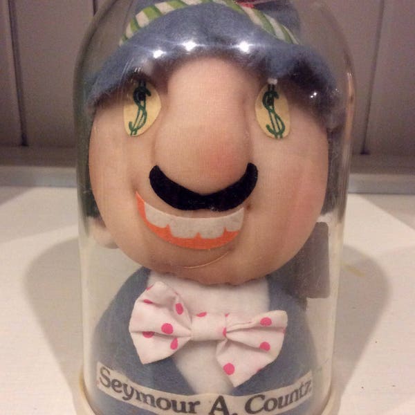 Vintage Russ Berrie "Seymour A. Countz" Preserved Personalities Stocking Doll, Russ Collectible Stuffed Dolls, Stocking Dolls, Banker Gift