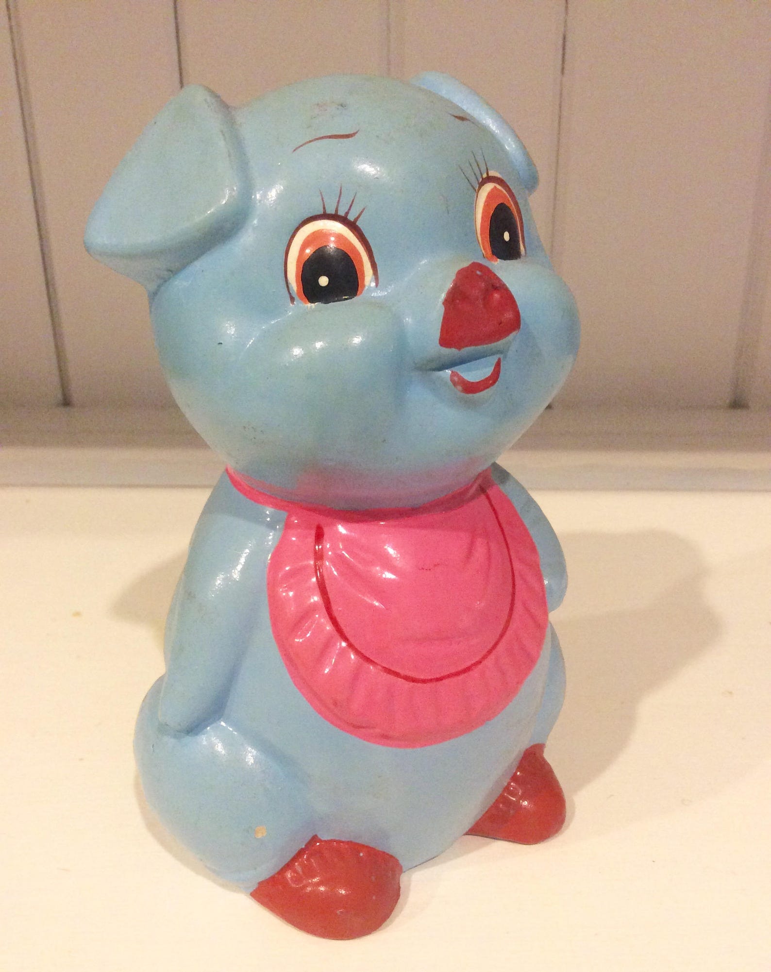 Vintage Blue Ceramic Piggy Bank Vintage Piggy Coin Bank Cute Etsy