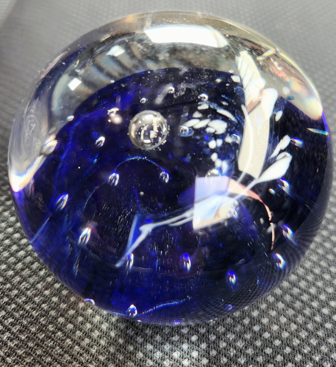 Art Glass Paperweight, Blue Art Glass Paperweight, Paper Weight, Desk