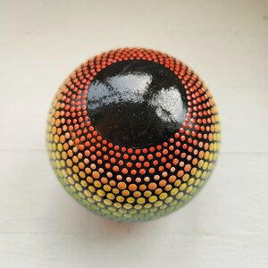 4&quot; Large, Handmade Cement Orb Dotted Paperweight, Mandala Paperweight, Ball Paperweight, Painted Paperweight, Rainbow Paperweight, Orb Decor