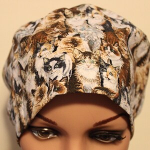 Medical Surgical Scrub Hat, EURO, Women Surgical Cap, Chemo Cap, Women&#39;s Scrub Hat, Kitty, Cats