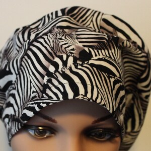 Medical Surgical Scrub Hat, Women Surgical Cap, Chemo Cap, Scrub Hat, Zebras