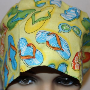 Medical Surgical Scrub Hat, Women Surgical Cap, Chemo Cap, Scrub Hat, Sandals, Sunglasses