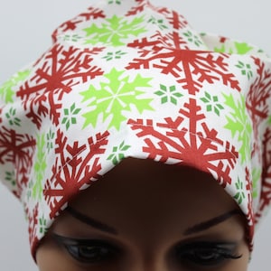 Medical Surgical Scrub Hat, Women Surgical Cap, Chemo Cap, Scrub Hat, Snowflakes