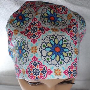 Medical Surgical, EURO,  Women's Scrub Hat, Flowers, Stain Glass