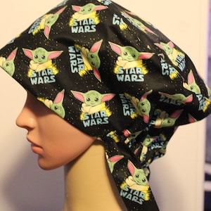 Medical Surgical Scrub Hat, Tie Back Medical Surgical Scrub Hat, Women Surgical Cap, Chemo Cap, Scrub Hat, Star Wars