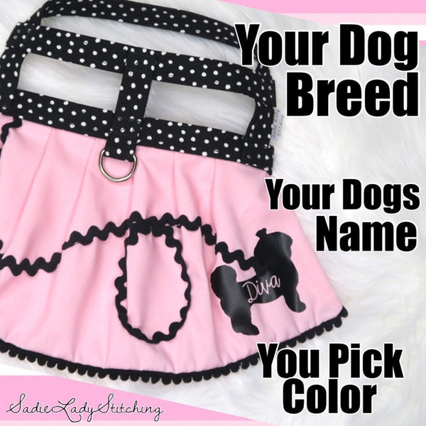 The Poodle Skirt // Dog Harness Dress, Halloween Dog Costume, dog costume, poodle skirt, shih tzu dress, shih tzu harness