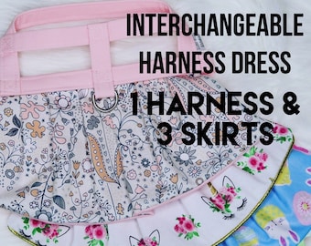 Interchangeable Dog Harness Dress // YOU PICK harness and skirts!  1 Harness & 3 skirts. Solid Colored Harness.