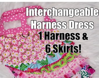 Interchangeable Dog Harness Dress // YOU PICK harness and skirts!  1 Harness & 6 skirts. POLKADOT Harness.
