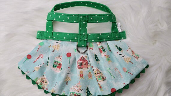 christmas dog harness dresses The Penny // Christmas Dog Harness Dress, Santa Dog Harness, Gingerbread  House, Winter Dog Harness, Winter Pet Clothes, Winter Puppy Jumper