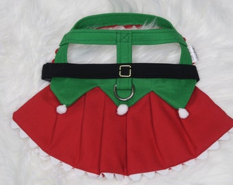 The Elf // Dog Elf Harness Dress, elf dog harness, christmas harness, elf dog vest, elf harness, elf dress, elf dog dress