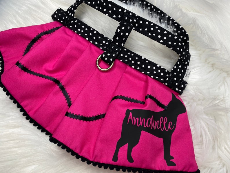 The Poodle Skirt // Dog Harness Dress, Halloween Dog Costume, dog costume, poodle skirt, Boston terrier, Boston harness,Boston terrier dress image 1