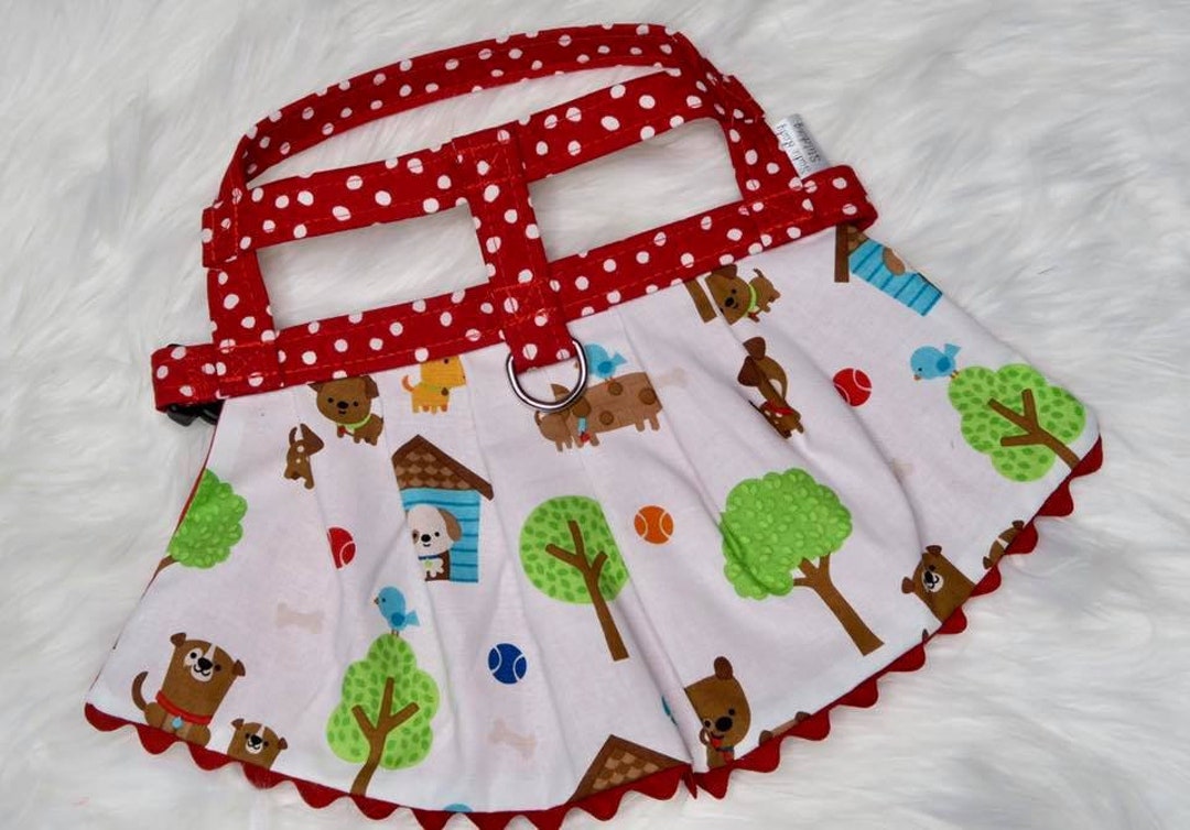 The Buster // Dog Harness Dress, Dog Harness, Spring Dog Harness, Red Dog Dress, Red Pet Outfit