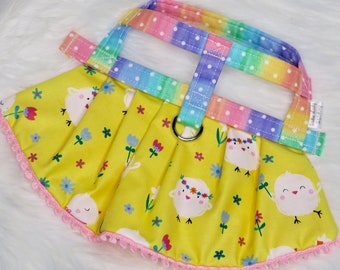La Flor // Easter Dog Harness Dress, easter dog harness, chick dog dress, bunny dog dress, rabbit dog harness