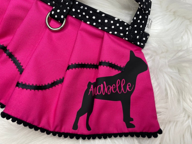 The Poodle Skirt // Dog Harness Dress, Halloween Dog Costume, dog costume, poodle skirt, Boston terrier, Boston harness,Boston terrier dress image 6