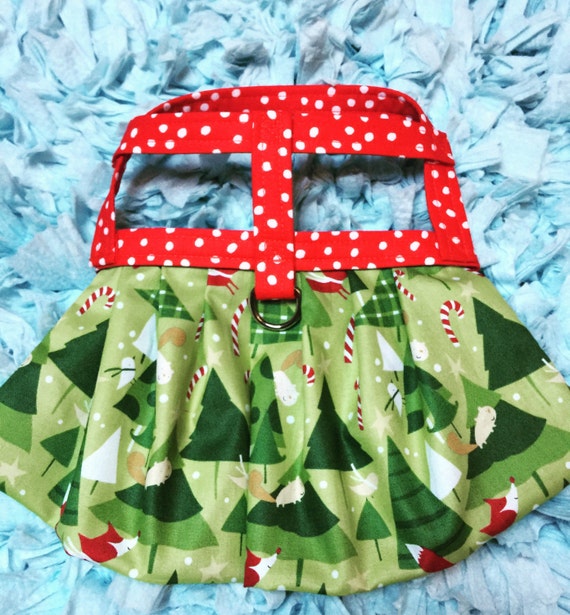 christmas dog harness dresses The Holly // Christmas Dog Harness Dress