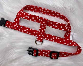 Polkadot Dog Harness // Simple Dog Harness, easy on dog harness, slip on dog harness small dog harness, medium dog harness, puppy harness