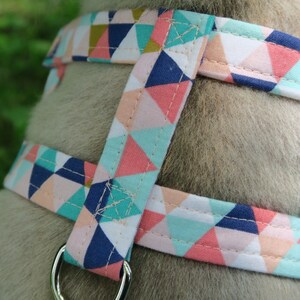 The Hudson // Dog Harness with removable Bowtie, coral dog harness, mint dog harness, abstract dog harness, peach dog harness, teal harness image 2