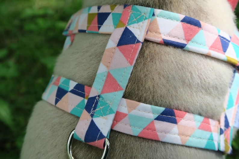 The Hudson // Dog Harness with removable Bowtie, coral dog harness, mint dog harness, abstract dog harness, peach dog harness, teal harness image 2